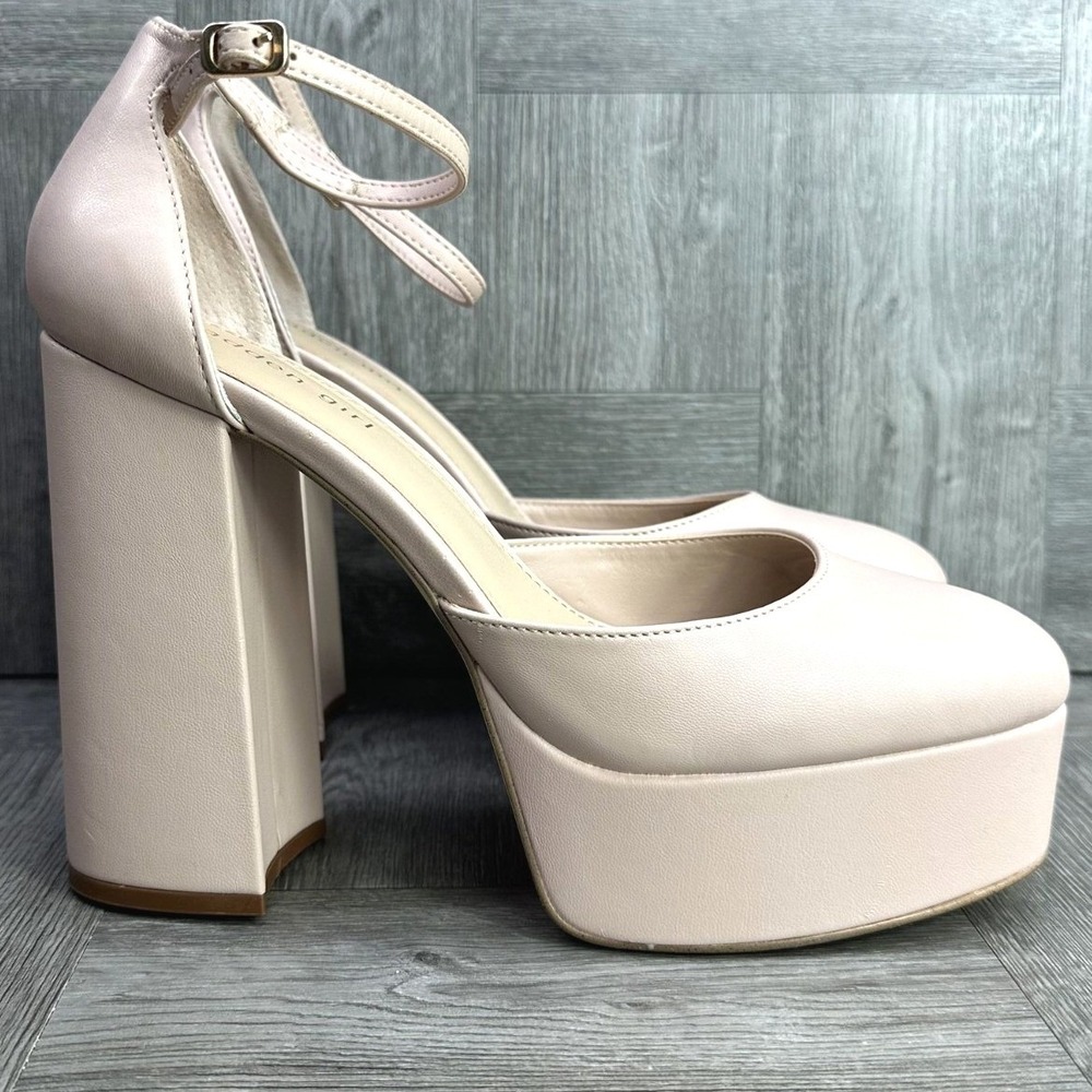 Madden Girl Platform Pumps Womens‎ 9 Blush Pink Block Heel Ankle Strap NEW